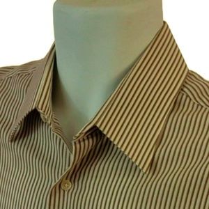 Geoffrey Beene Men's Fitted Wrinkle Free Striped Long Sleeve Shirt Size Large